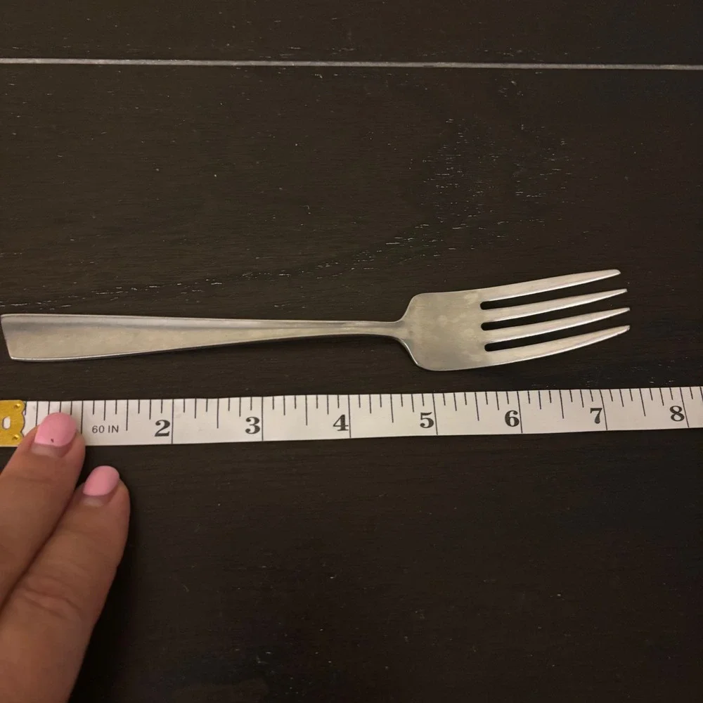 Linmark Stainless Japan Dinner Fork Mid Century Modern Slanted Handle Vintage